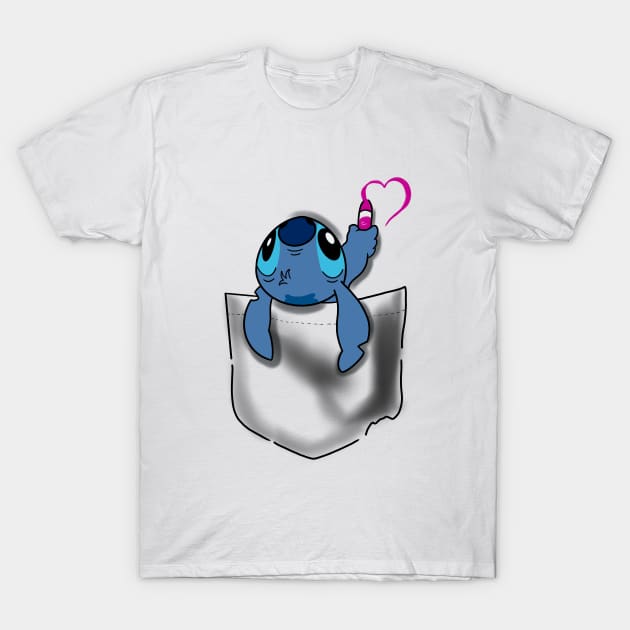 Cute pocket Stitch T-Shirt by OktInk